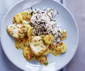 Steinbuttfilet mit Bananencurry