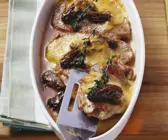 Gratiniertes Kalbsfilet mit sahniger Morchelsoße