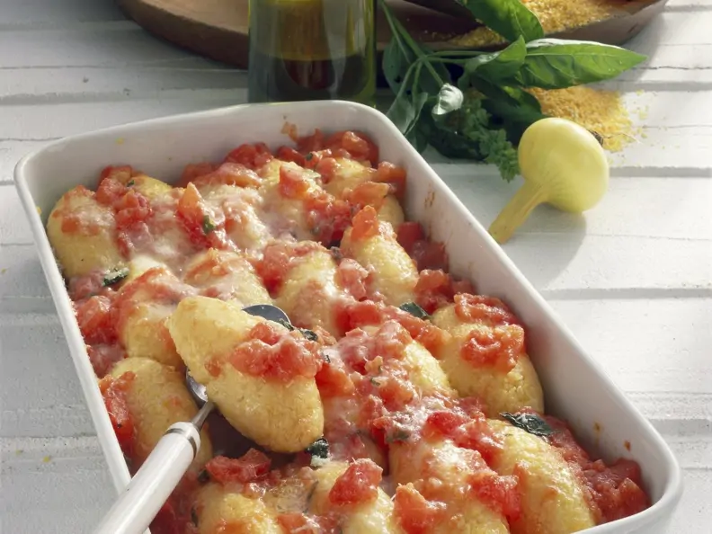 Maisnockerlgratin