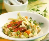 Pasta mit Lammfilet und Gemüse