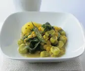 Dicke Bohnen-Kichererbsen-Topf mit Kümmelkartoffeln