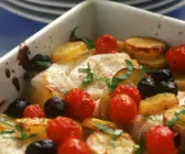 Gebackener Kabeljau mit Oliven