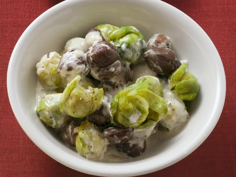 Cremiges Rosenkohl-Kastanien-Gemüse