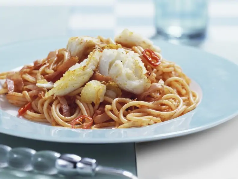 Würzige Pasta mit Kabeljau