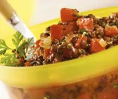 Linsen-Curry-Topf mit Paprika