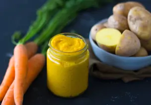 Möhren-Kartoffelbrei mit Mango