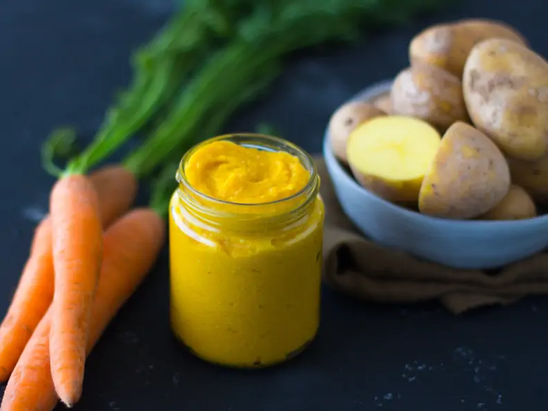 Möhren-Kartoffelbrei mit Mango