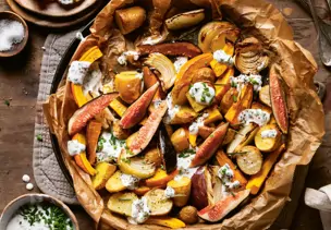 Herbstgemüse mit Ziegenfrischkäse und Feigen