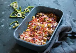 Gebackener Lauch im Flammkuchen-Stil