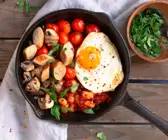 English Breakfast mit Sojawürstchen