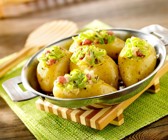 Pellkartoffeln mit Lauch und Schinken