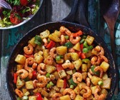 Kartoffel-Garnelen-Pfanne mit Paprika