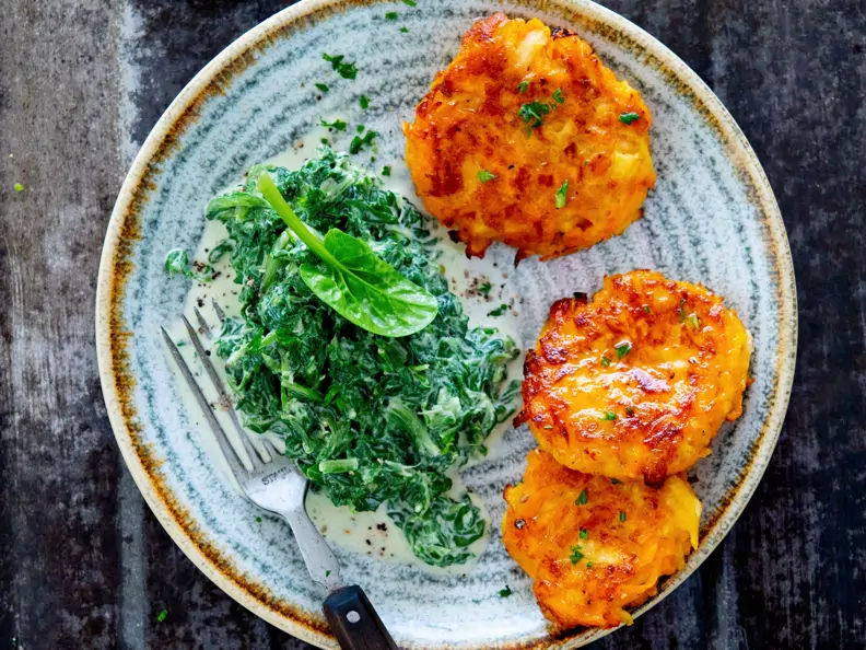 Kartoffel-Rösti mit Rahmspinat