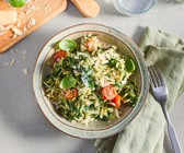Blitz-Orzo-Pasta mit Spinat