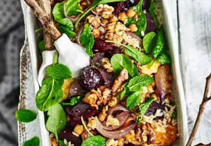 Reissalat mit Roter Bete und Halloumi