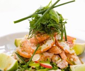 Kresse-Apfelsalat mit Langostinos