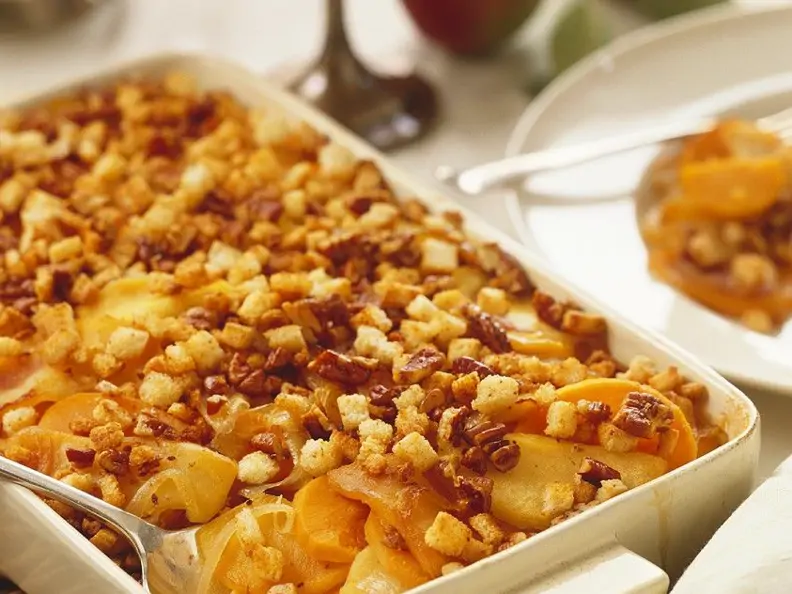 Süßkartoffelgratin mit Apfel
