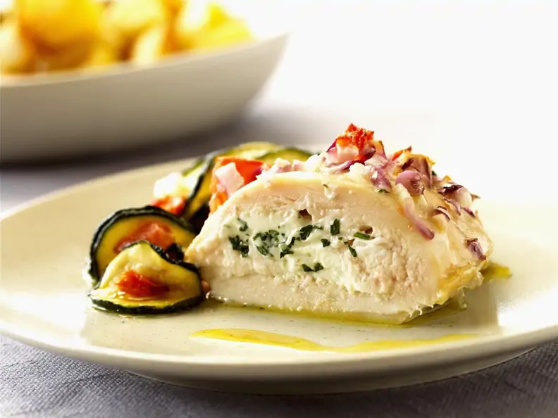 Hähnchenbrust mit Füllung und Zucchini