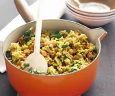 Reis-Spinat-Topf mit Süßkartoffeln