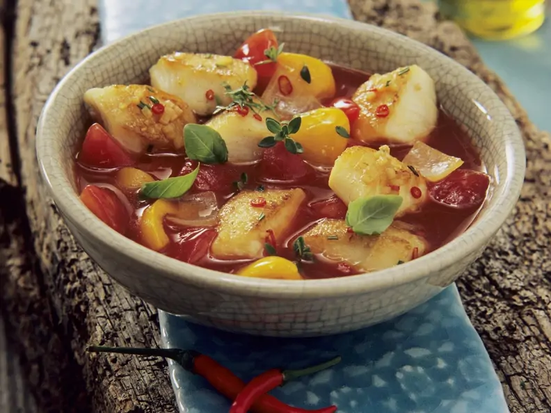 Scharfe Fischsuppe auf andalusische Art