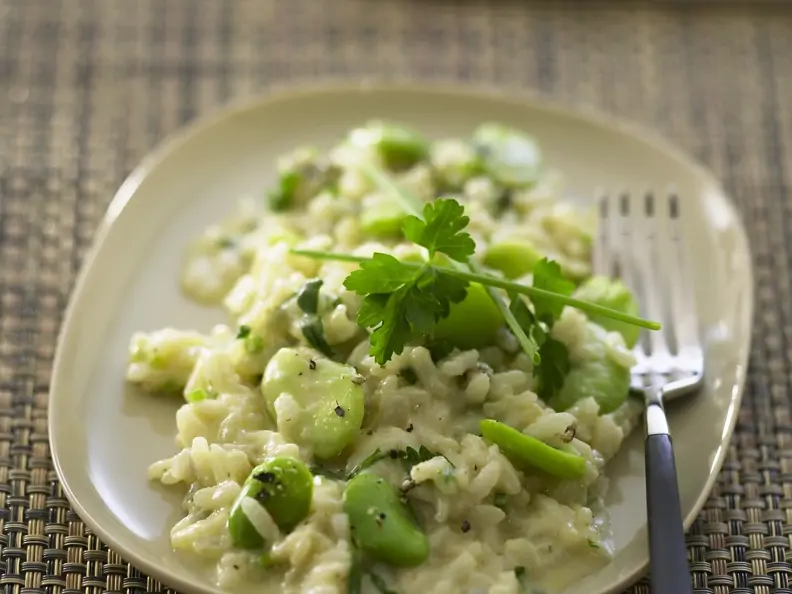 Saubohnen-Risotto mit Appenzeller
