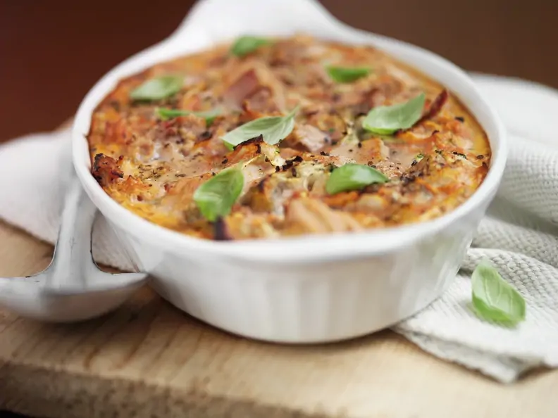 Thunfischgratin mit Basilikum