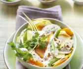 Kartoffel-Kürbis-Auflauf mit Kokosmilch und Koriander