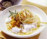 Risotto mit Kürbis und schaumiger Ingwersoße