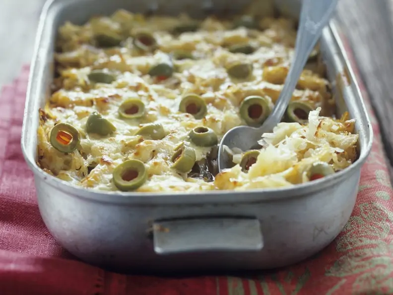 Sauerkraut-Oliven-Gratin