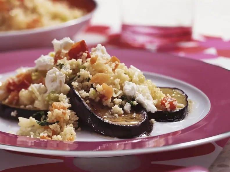 Auberginen mit Ziegenkäse und Couscous