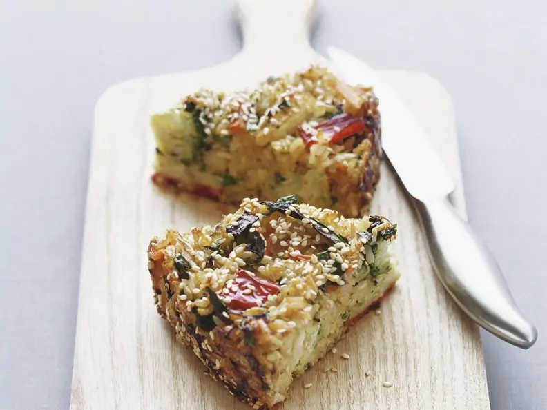 Pikanter Kuchen mit Reis