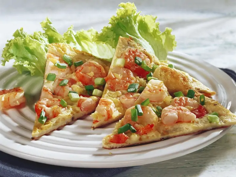 Omelett mit Shrimps