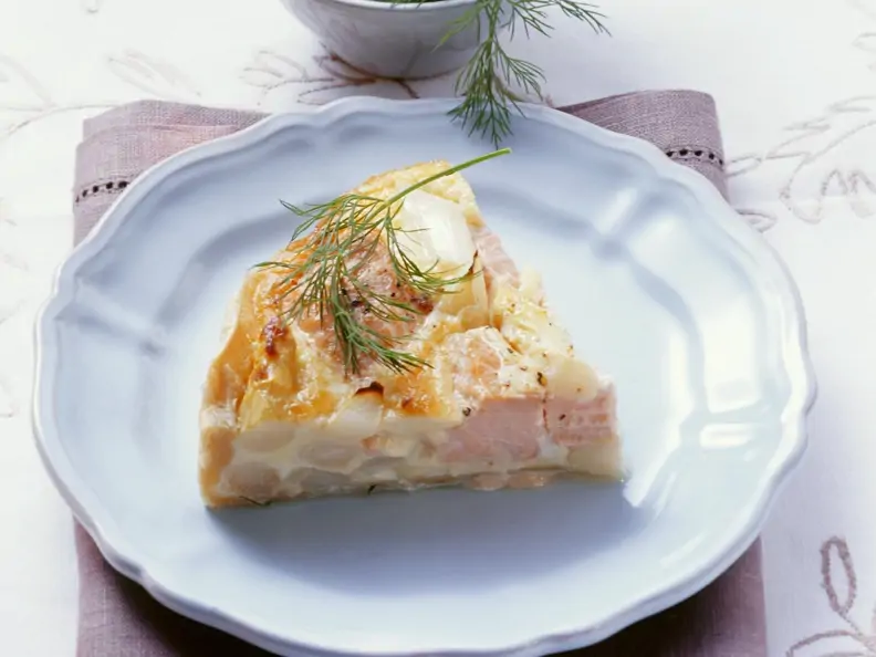 Spargelquiche mit Lachs