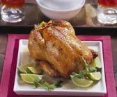 Brathähnchen mit Füllung und Limetten