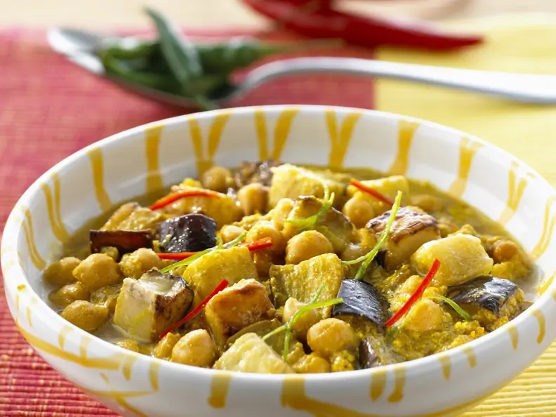 Kichererbsencurry mit Auberginen