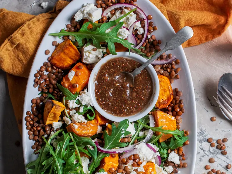 Linsensalat mit Süßkartoffeln