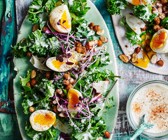 Grünkohl-Caesar-Salat mit Kichererbsen