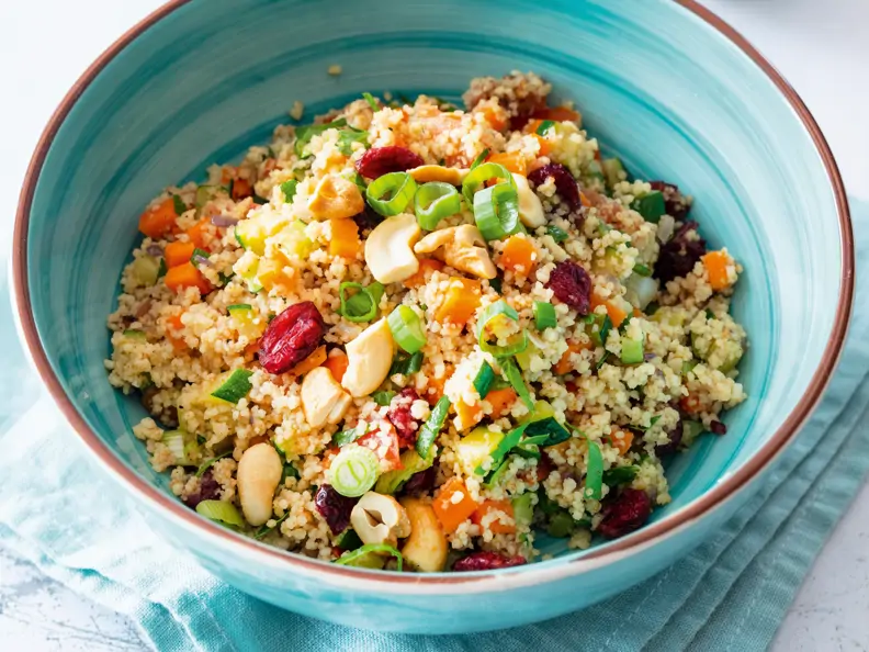Bunter Couscoussalat mit Cranberrys und Cashewkernen
