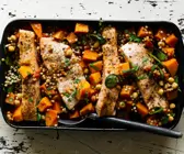 Lachs mit Kürbis im Ofen