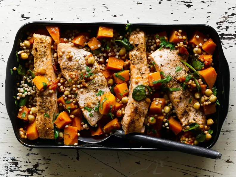 Lachs mit Kürbis im Ofen