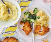 Kabeljau mit Cheddar-Brokkoli und Kartoffelpüree