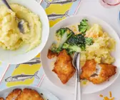 Kabeljau mit Cheddar-Brokkoli und Kartoffelpüree