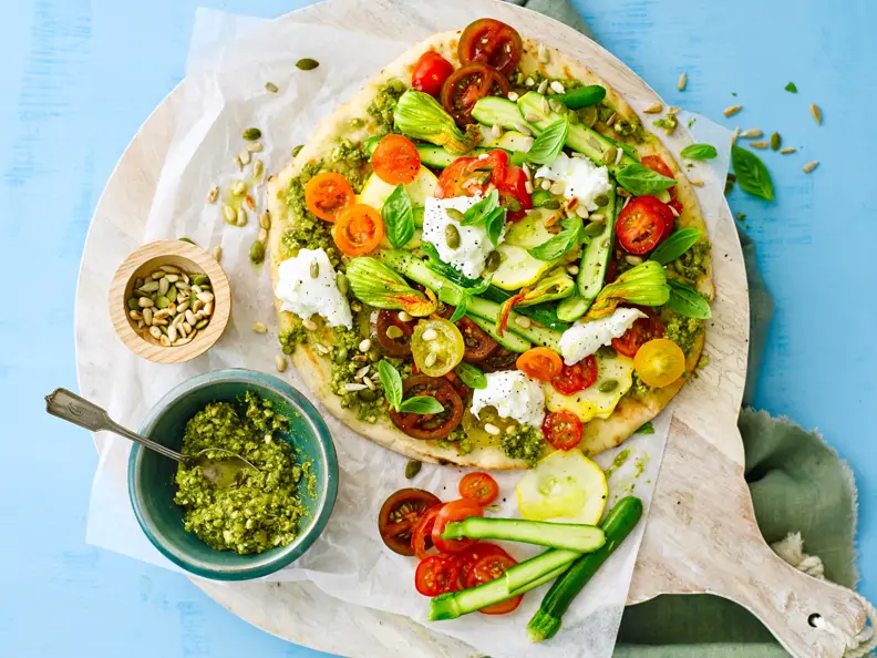 Gemüse-Pizza mit Dinkel-Vollkornteig