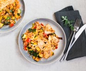 Schnelles Reis-Ofen-Gemüse mit Hähnchen