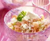 Reis-Gurken-Salat mit Crevetten