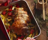 Lammbraten mit Pistou, Tomaten und Kartoffeln