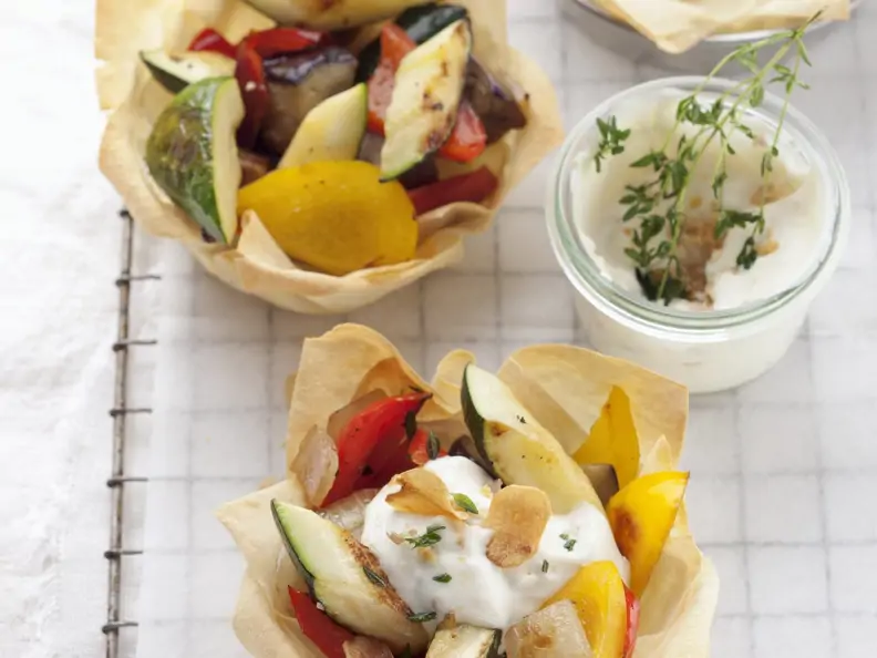 Filoküchlein mit Grillgemüse