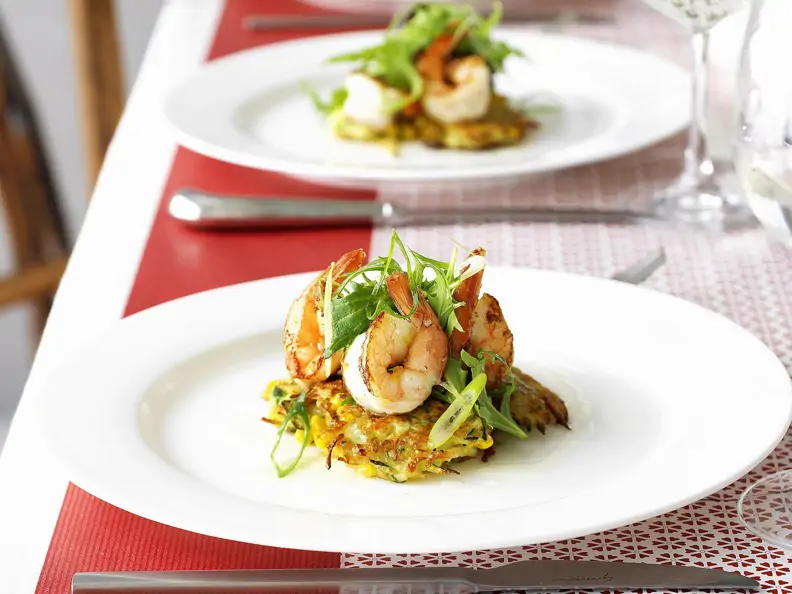 Zucchinipuffer mit Garnelen