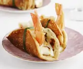 Pfannkuchen mit Shrimps und Safran-Mayonnaise