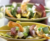 Sommerlicher Garnelen-Gemüse-Spieß